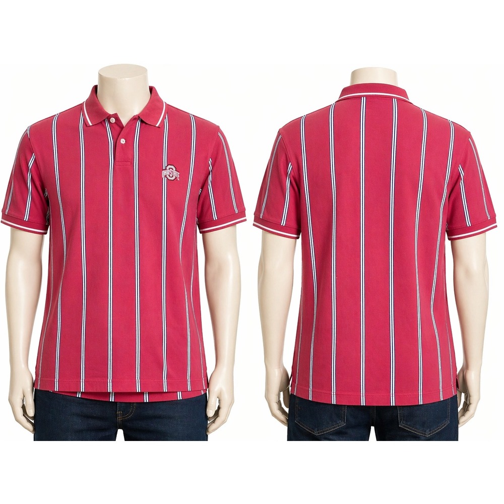 Crable Sportwear Ohio State‎ Buckeyes Polo Shirt Red Striped Vintage 80s Cotton